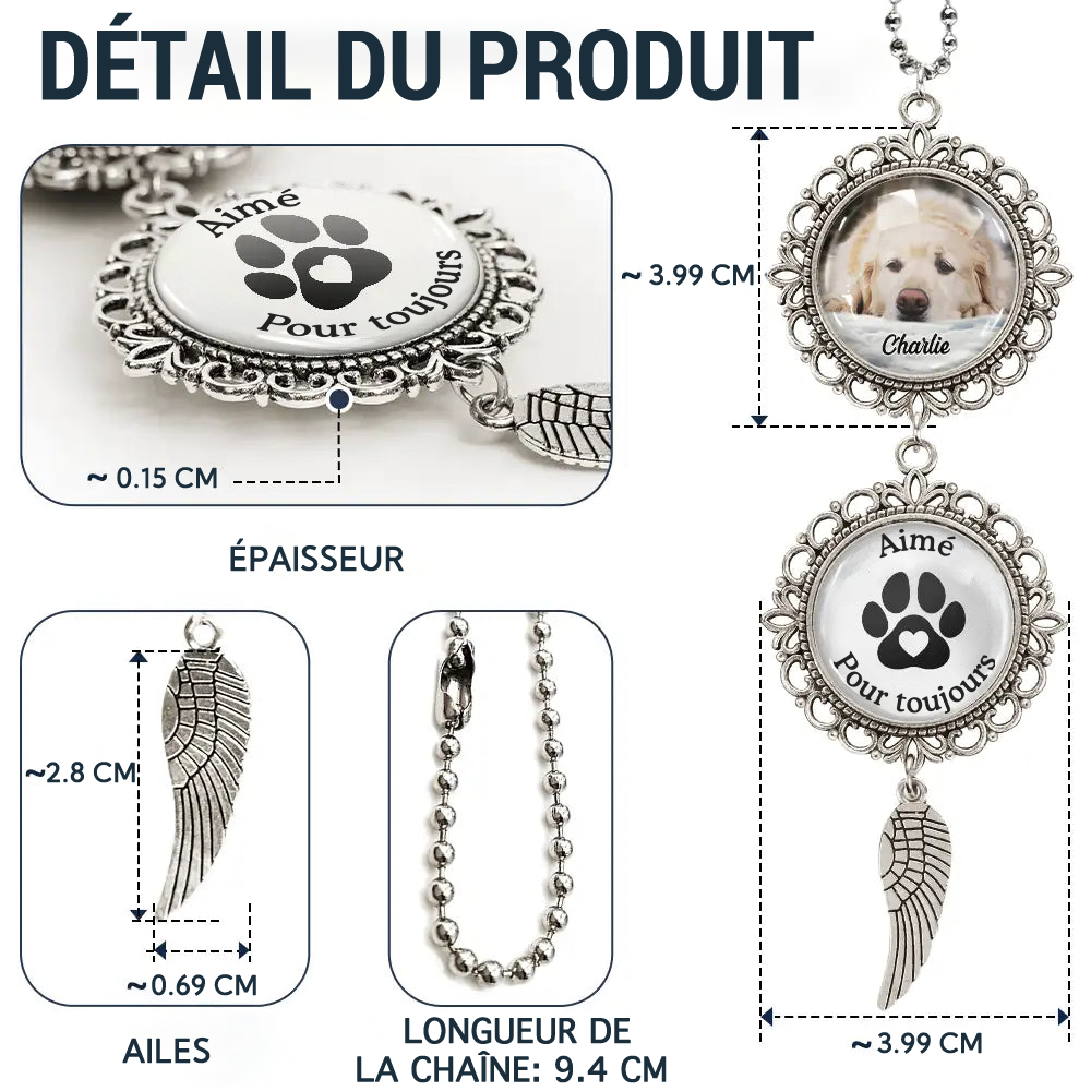 Pendentif en métal avec photo et texte Cadeau de condoléances pour animal de compagnie