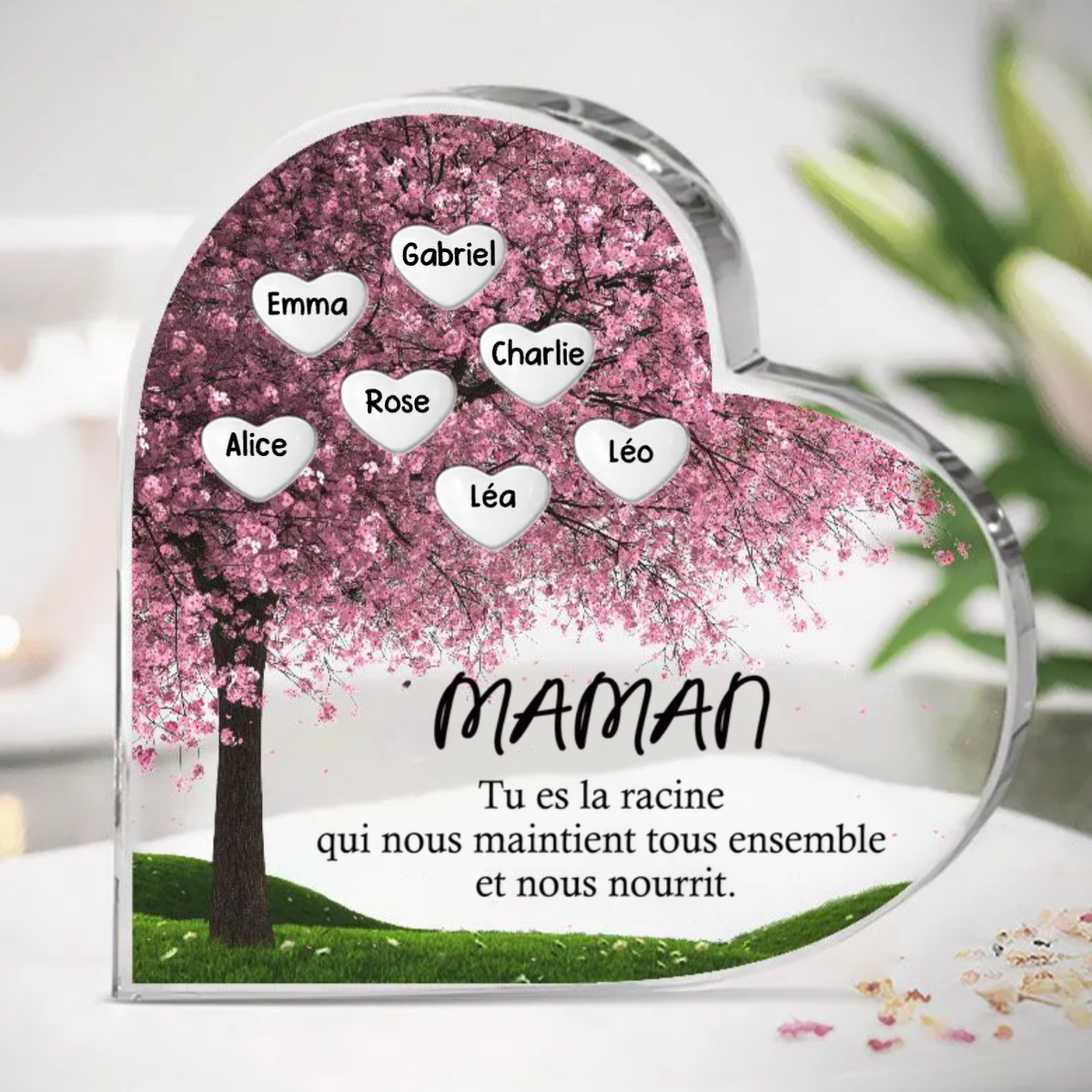 Arbre de Famille Plaque Acrylique avec 1- 10 Noms pour Maman et Grand-mère Cadeaux pour la Fête des Mères