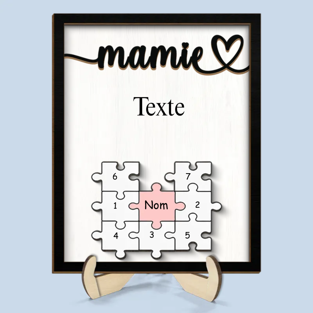 Plaque en bois avec puzzle pour maman et mamie