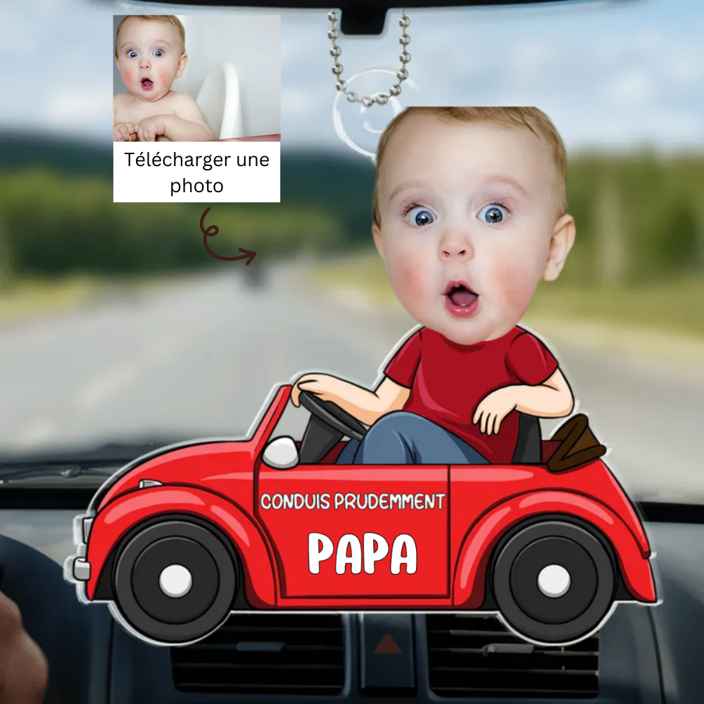 Voitures Ornements Photo et nom personnalisés