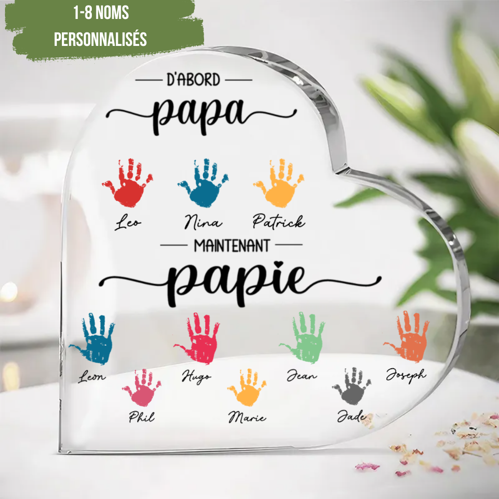 Plaque Acryliqueavec mains pour papa, maman, mamie et papi