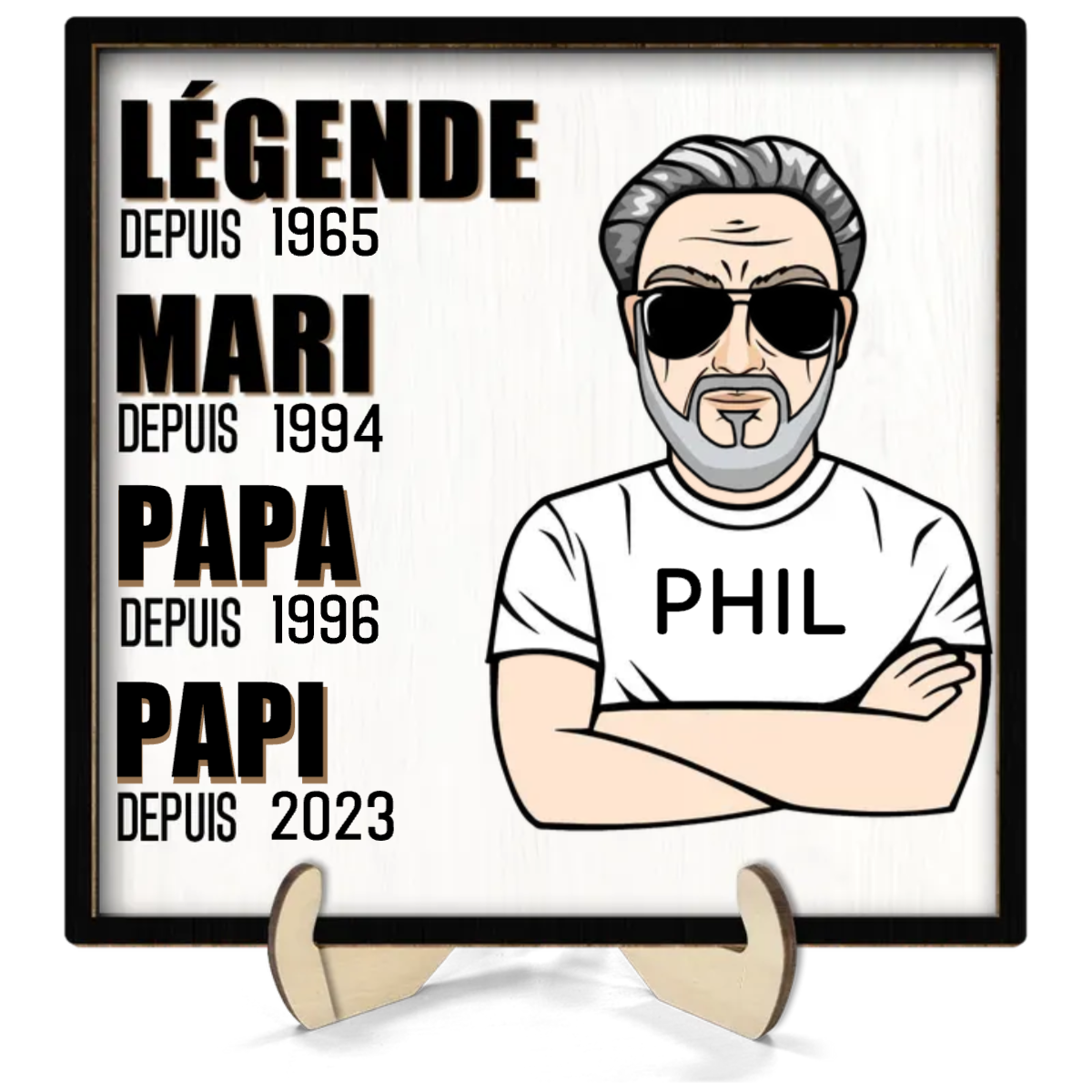 Cadre en Bois pour Papa et Papi