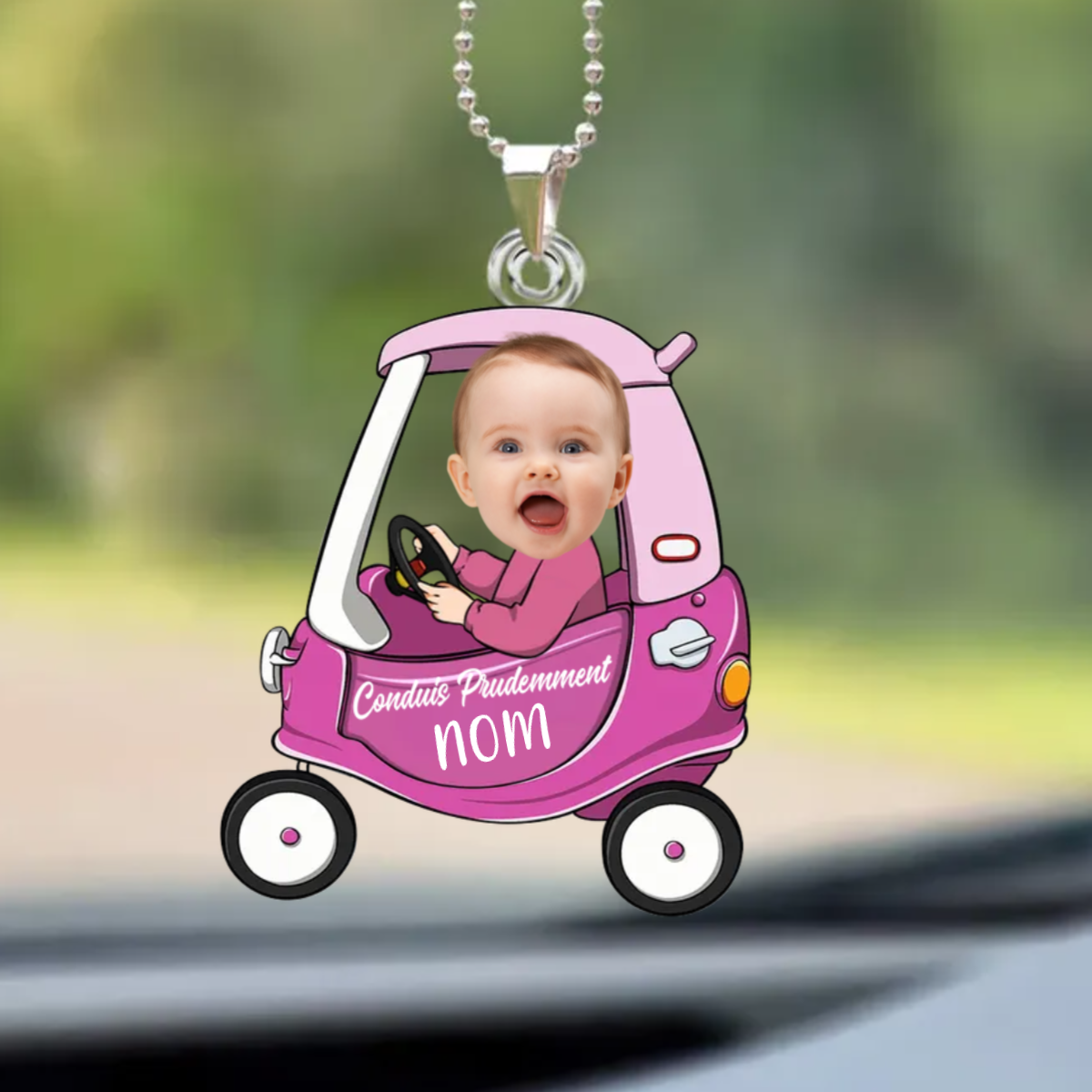 Conduisez prudemment : Pendentif en acrylique avec photo