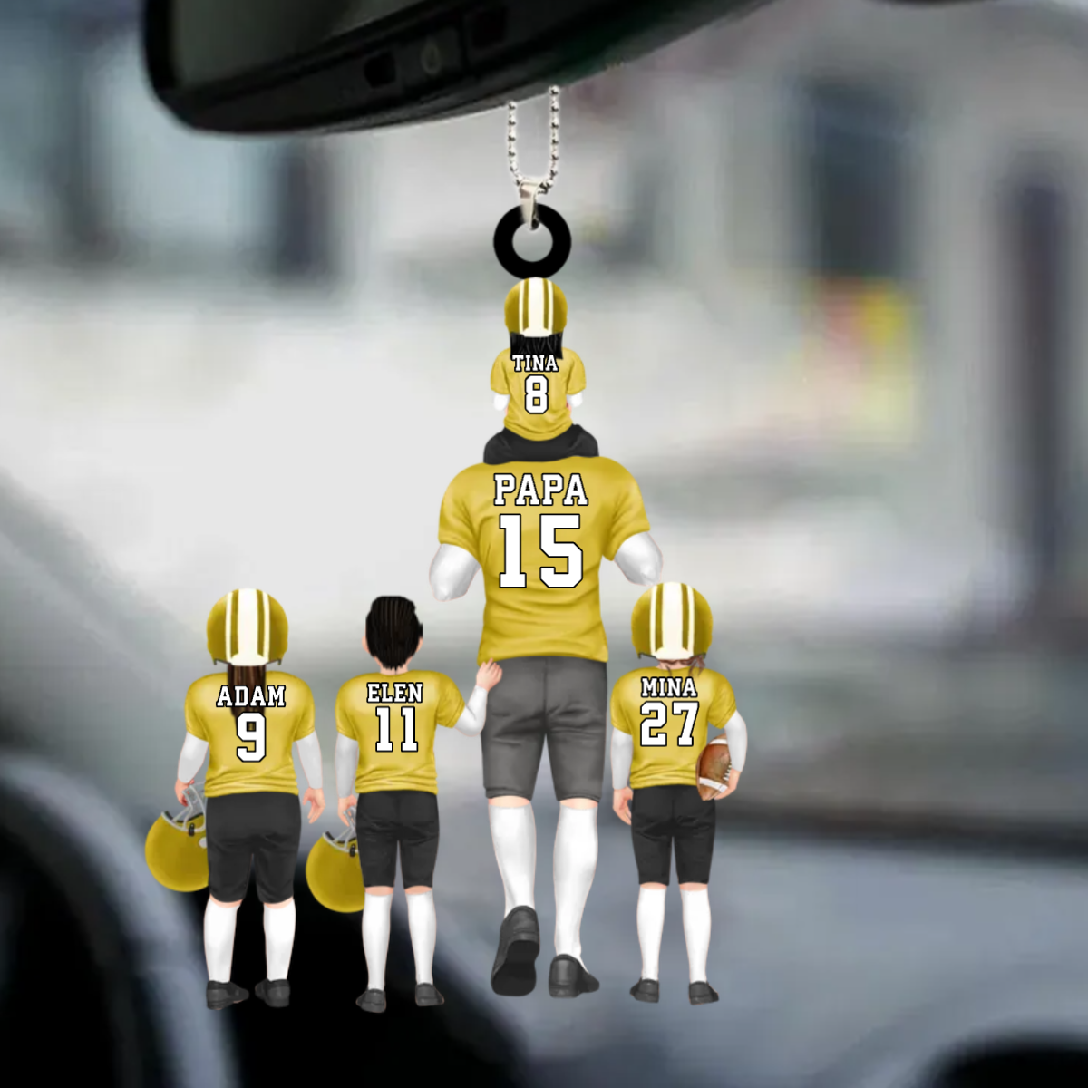 L'équipe de rugby de papa Ornement Papa et enfants