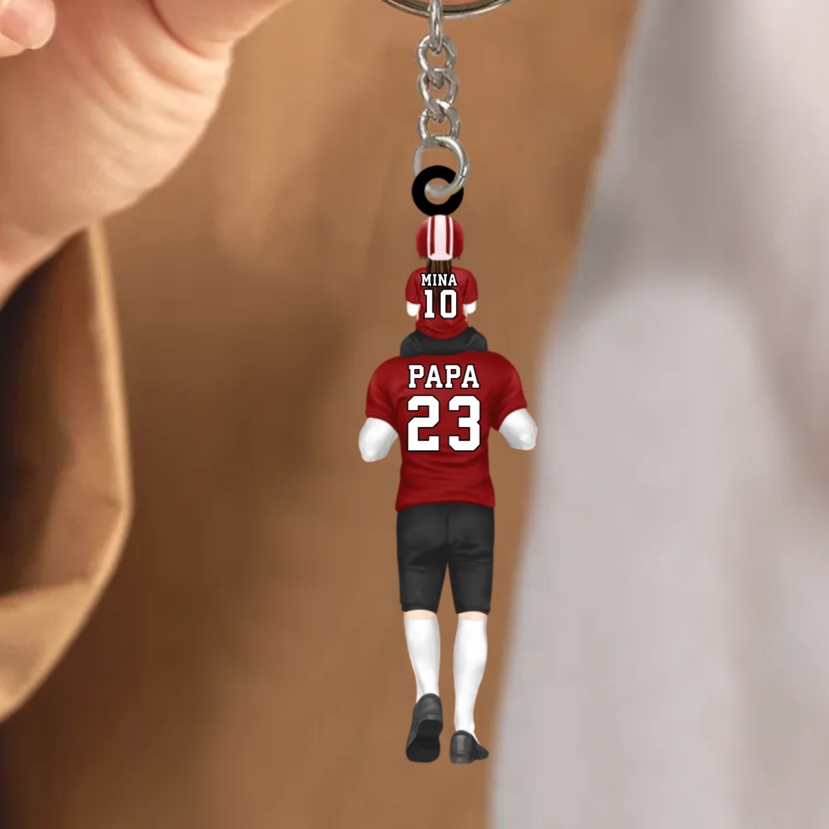 L'équipe de rugby de papa Porte-clés Papa et enfants