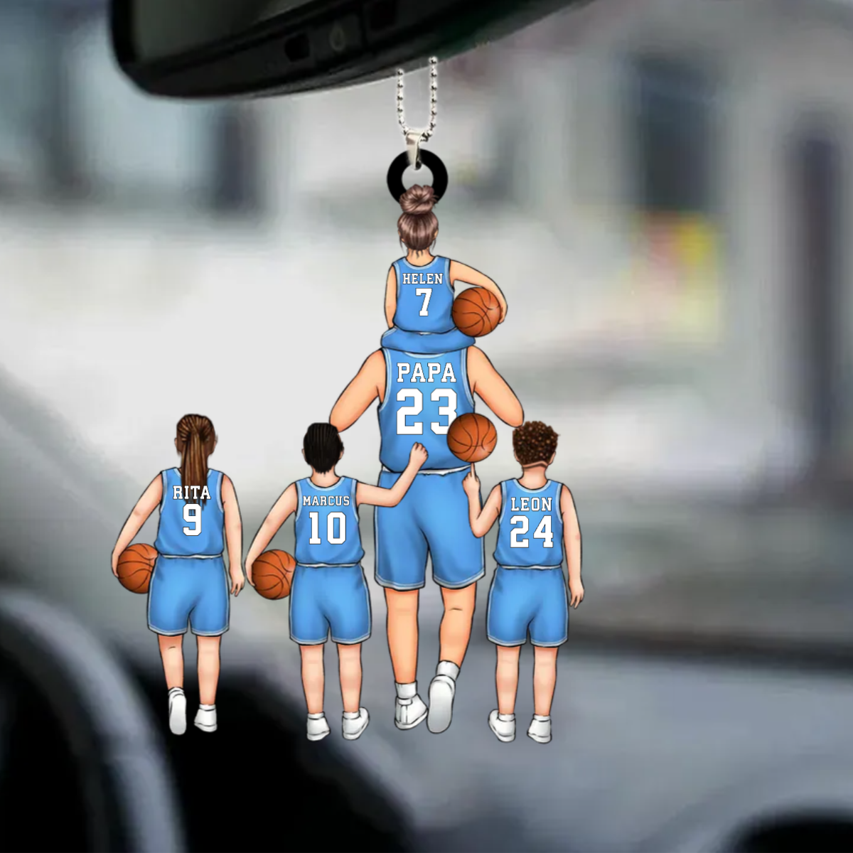 L'équipe de basket de papa Ornement en acrylique personnalisé