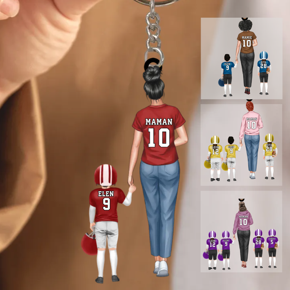 L'équipe de rugby de maman Porte-clés personnalisé en acrylique