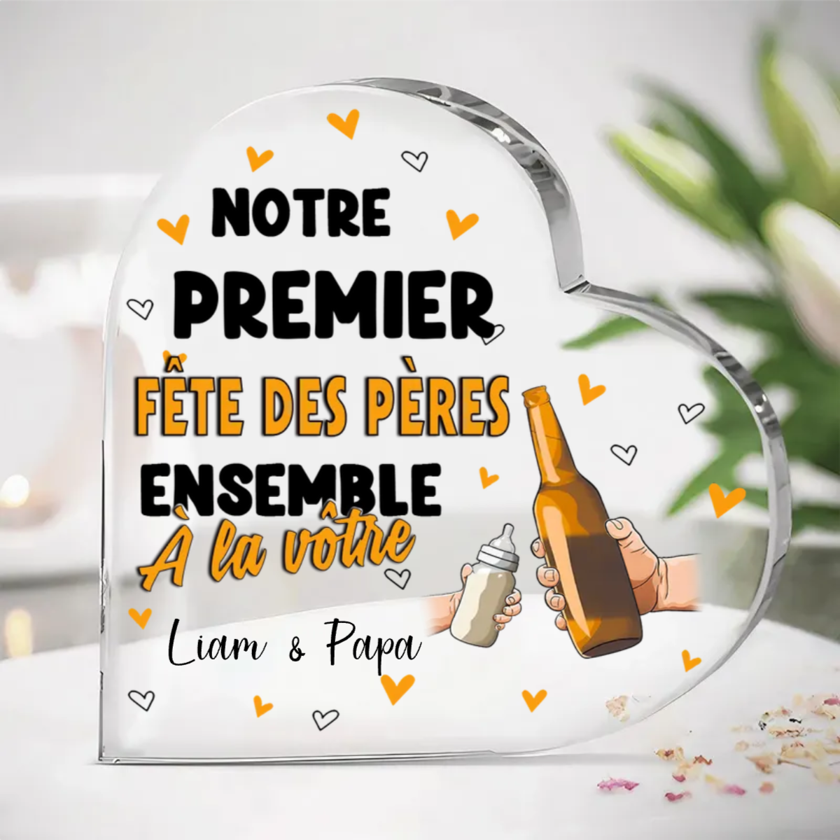 Cœur acrylique-Notre premier cadeau pour la fête des pères