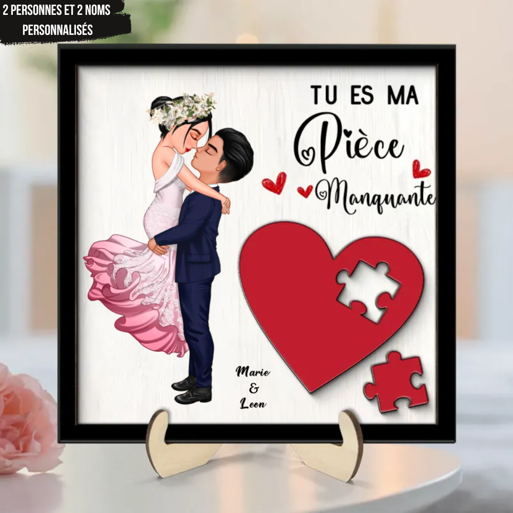 Plaque en bois personnalisée pour couple -Costumes et noms personnalisés