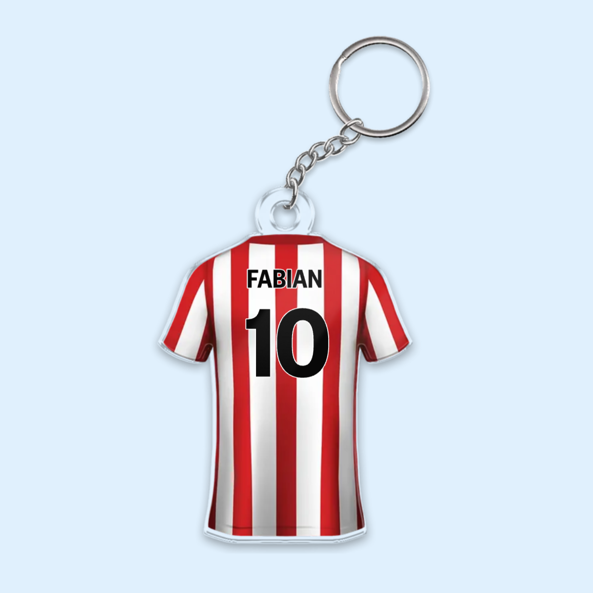 Porte-clés maillot acrylique avec numéro et nom