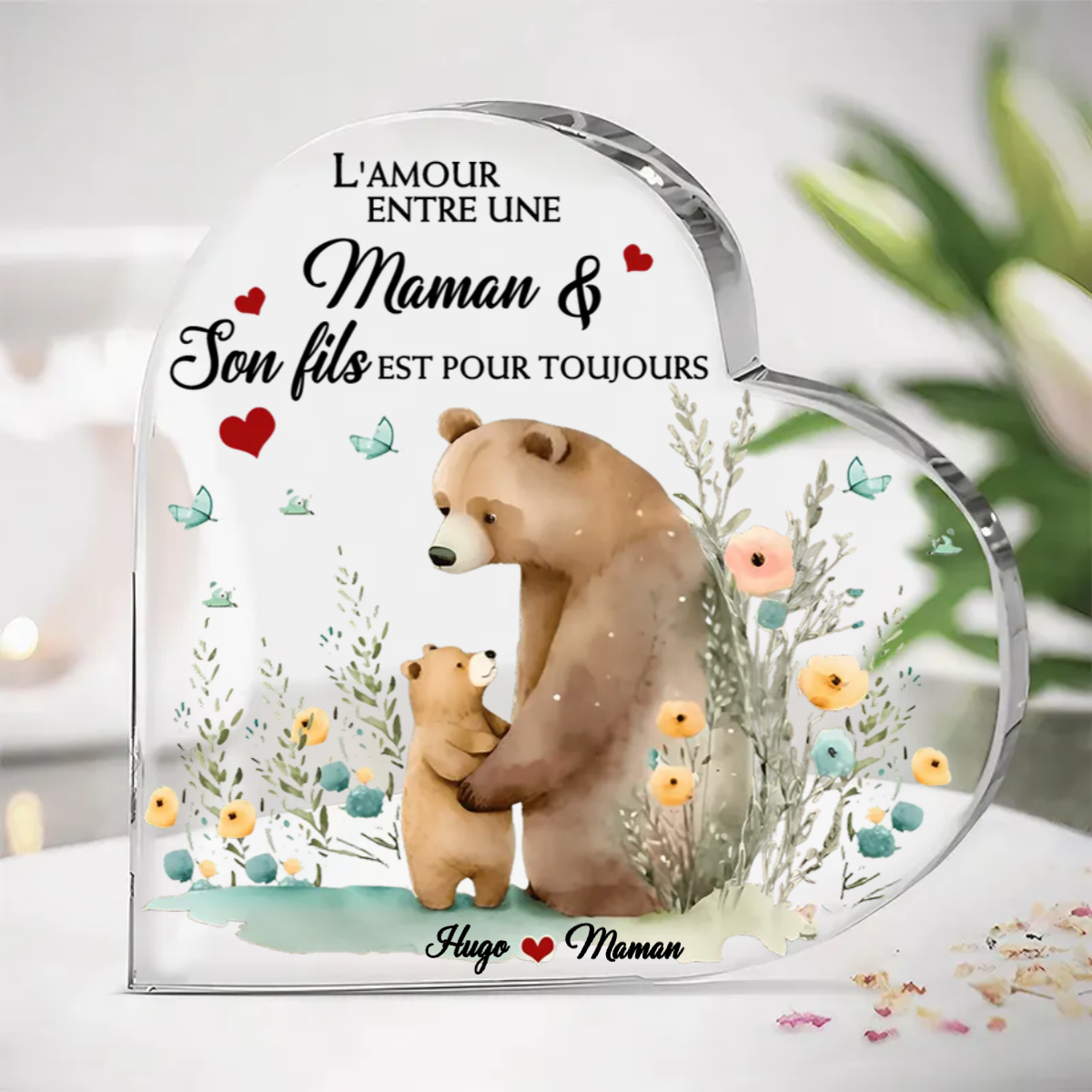 L'amour est pour toujours-Plaque Acrylique en Forme de Cœur