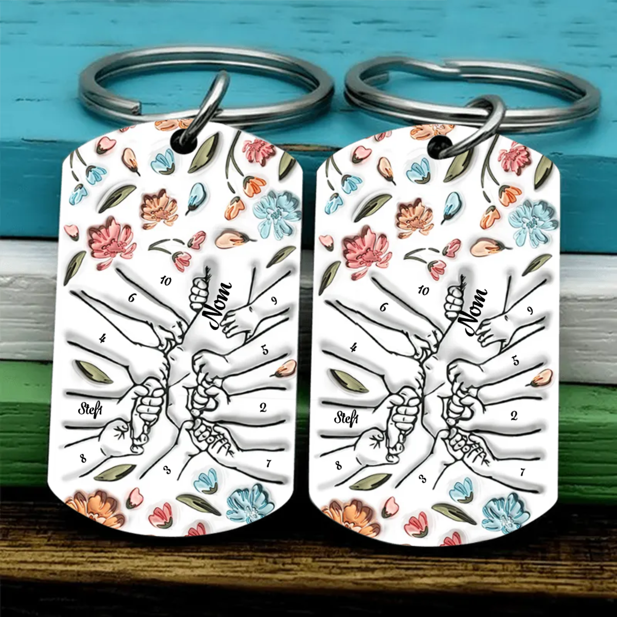 Porte-Clés 1-10 Prénoms Personnalisés Porte-Clés la lain dans la main