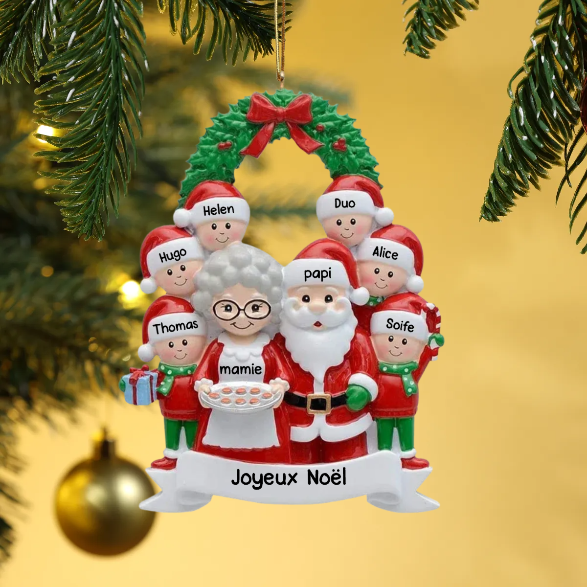 Décoration de Noël en verre acrylique - Grands-parents avec petits-enfants (1 à 7 enfants)