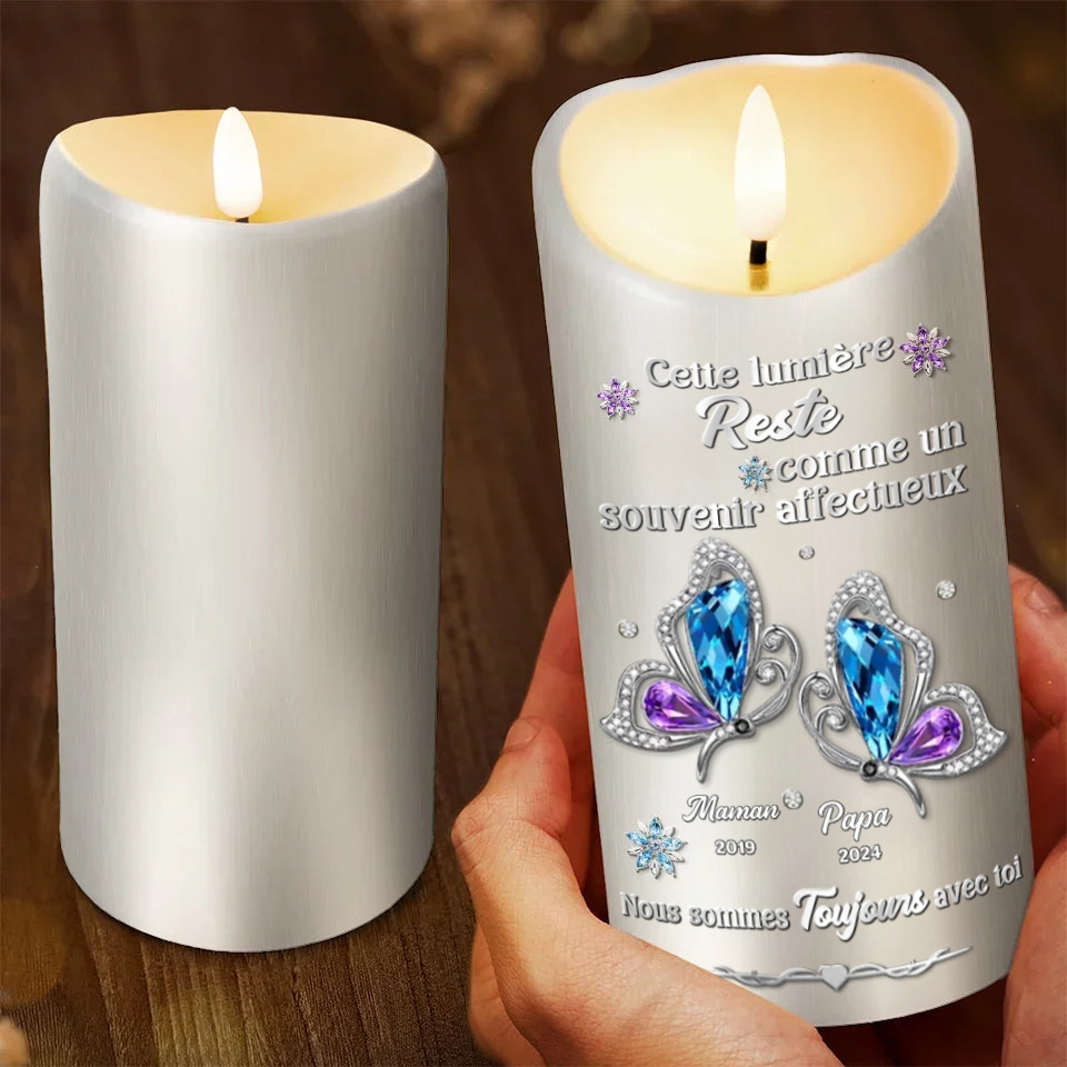 Papillons – Bougie LED personnalisée avec prénom, cadeau commémoratif