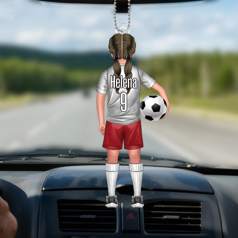 Enfant footballeur – Pendentif de voiture personnalisé pour fils et fille