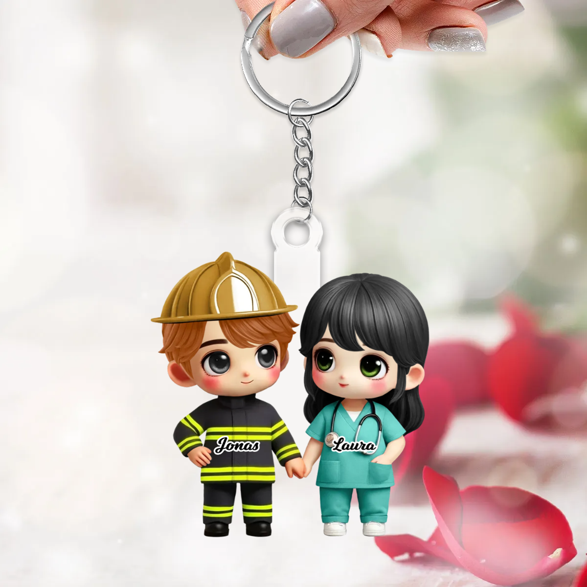 Porte-clés en acrylique Couple en tenue professionnelle – Cadeau pour couple