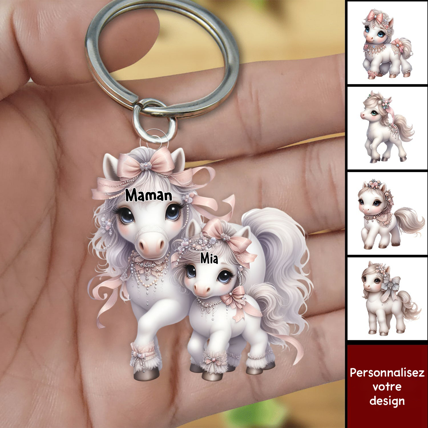Porte-clés en acrylique personnalisé – Poney