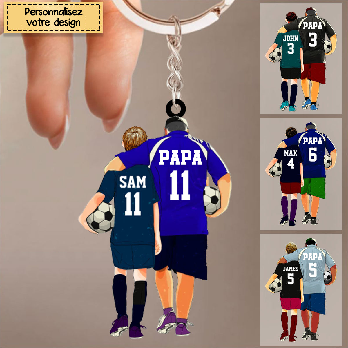 Porte-clés personnalisé Papa et enfant – Football