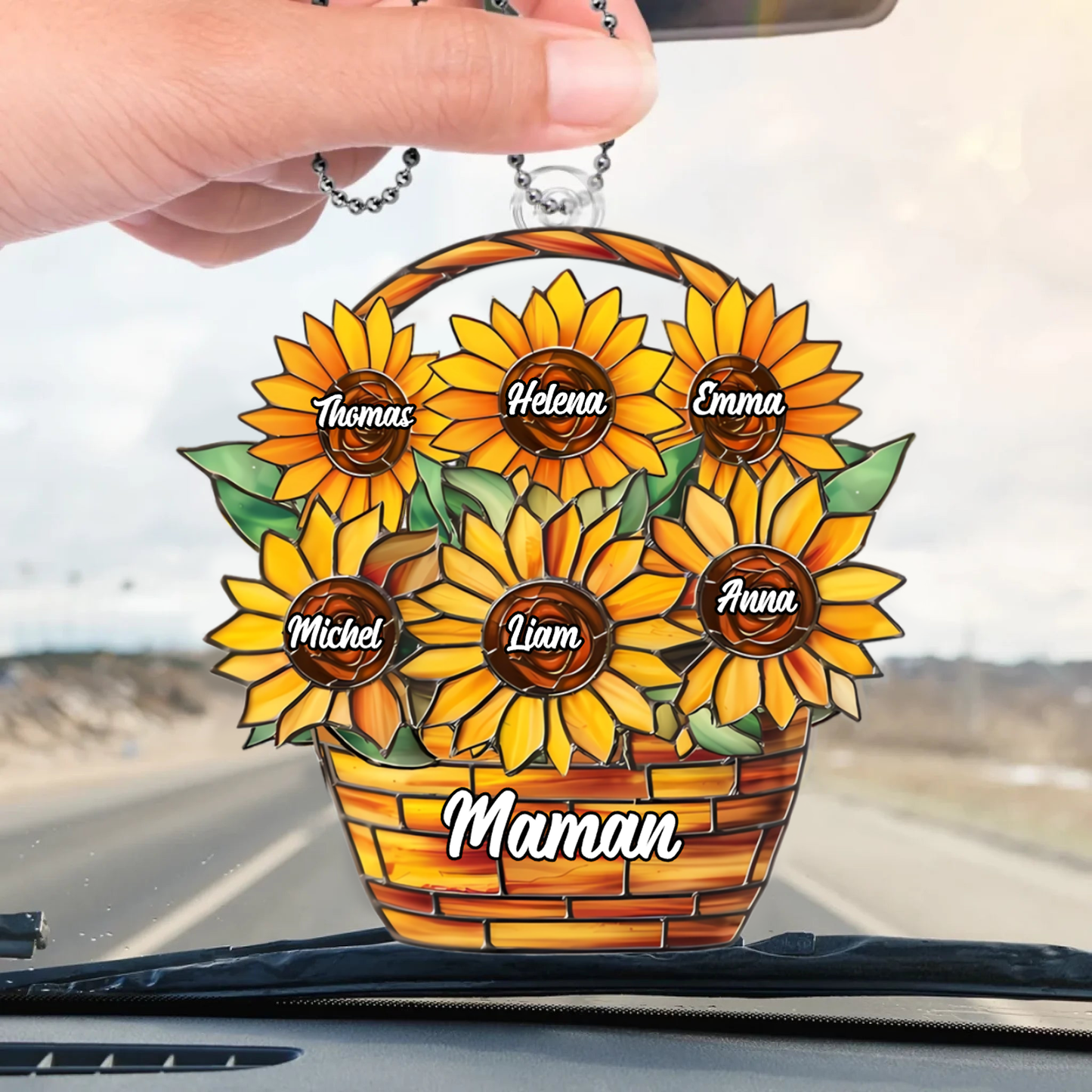 Tournesol-Pendentif personnalisé avec nom