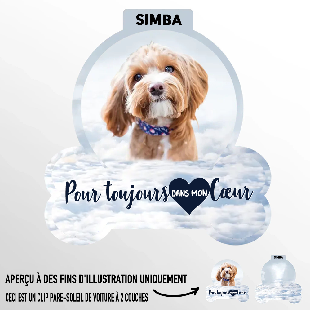 Clip pare-soleil avec photo – Cadeau commémoratif pour les propriétaires d’animaux