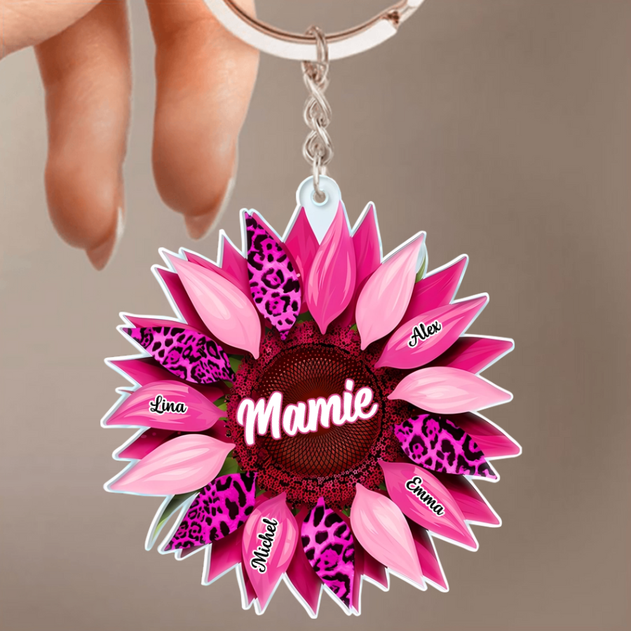 Porte-clés tournesol personnalisé pour maman et mamie