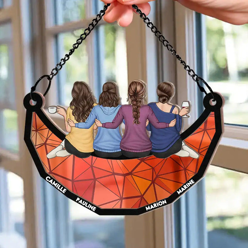 Ornement attrape-soleil avec 2 à 6 femmes personnalisé – Cadeau pour sœurs et amies