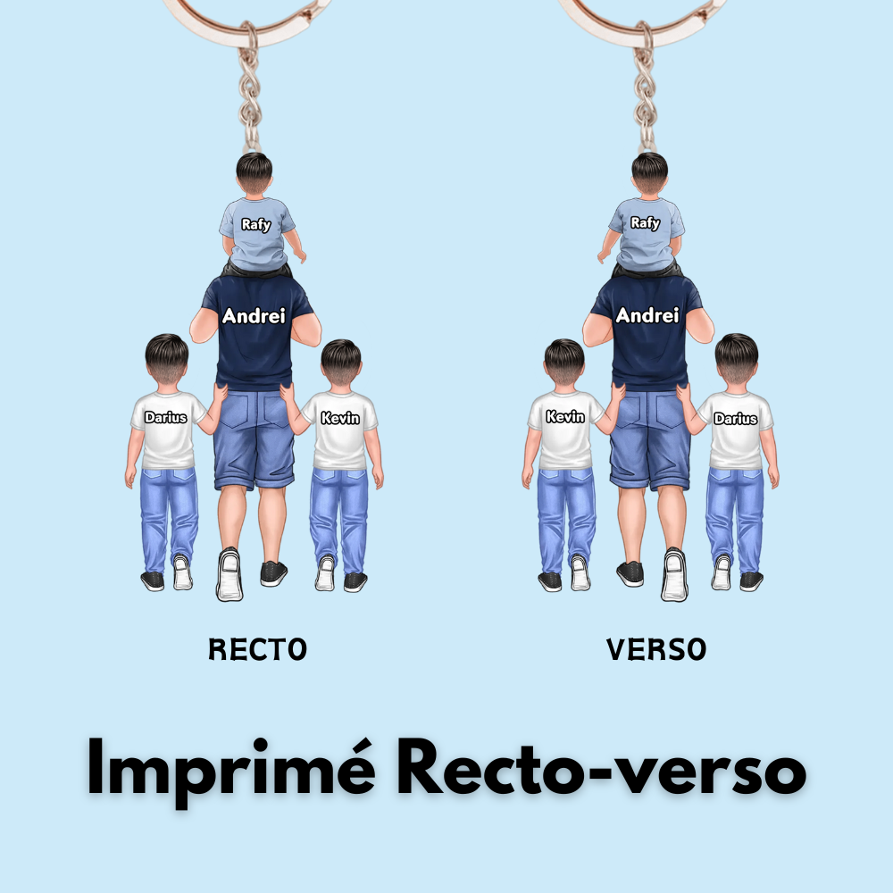 Porte-clés en acrylique papa/maman avec enfants