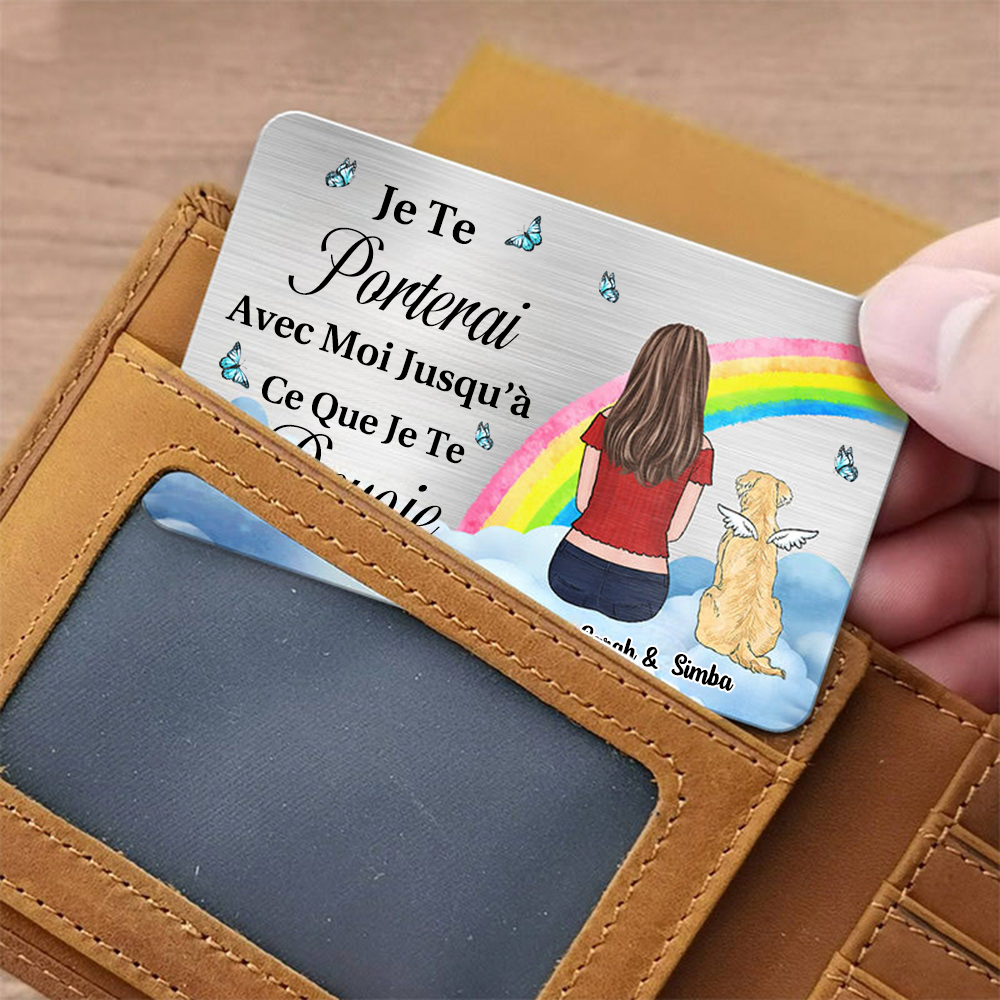 Carte portefeuille personnalisée Propriétaire d'animal domestique avec chien Cadeau de condoléances