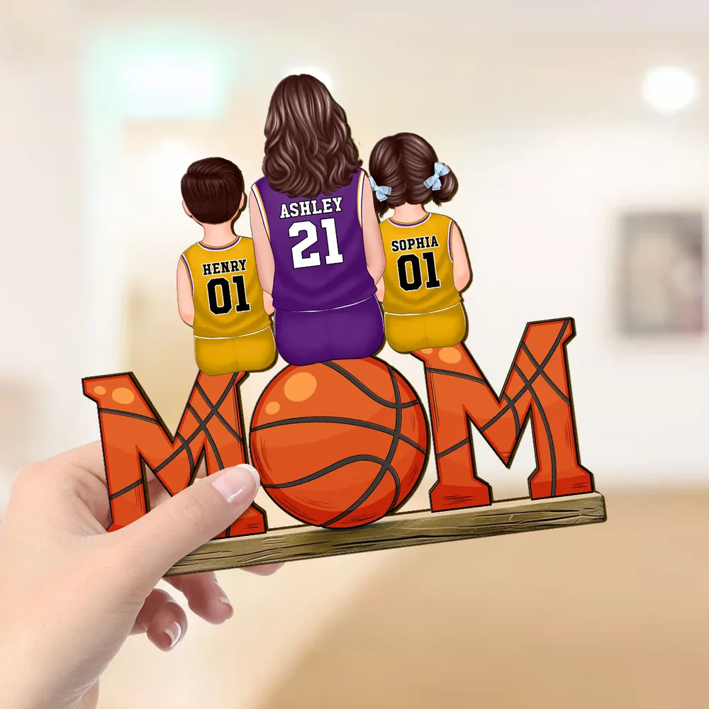 Maman de basketteur – Plaque en bois personnalisée MOM