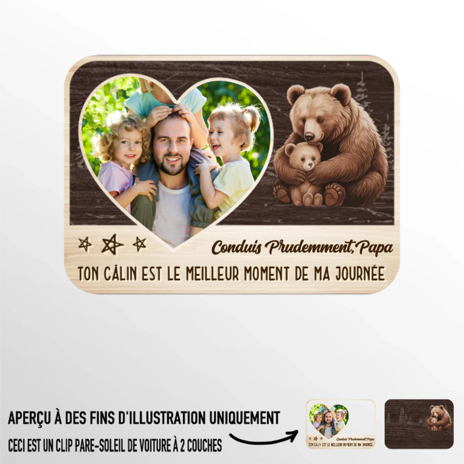 Conduis prudemment – Pince pare-soleil personnalisée avec photo