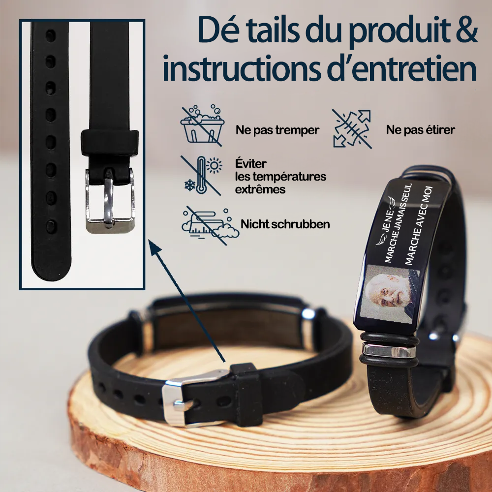 Je ne marche pas seul(e) – Bracelet personnalisé avec photo