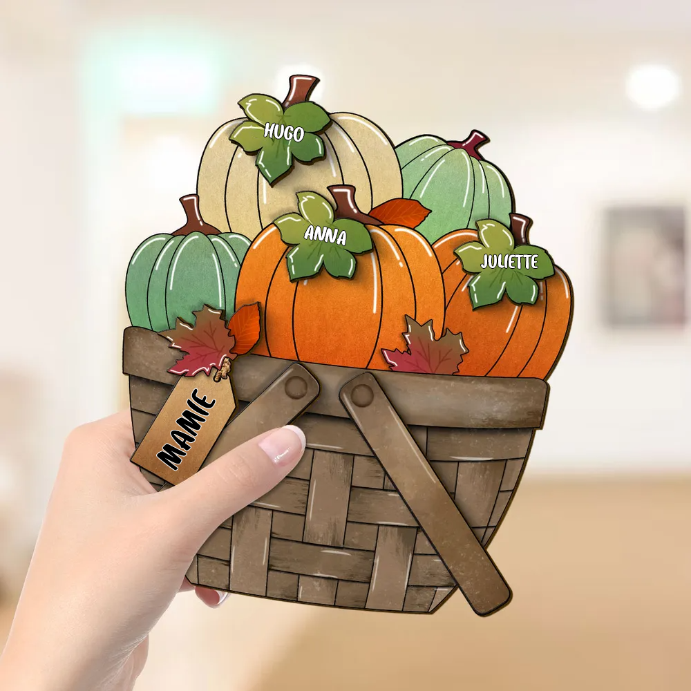 Plaque en bois personnalisée avec citrouilles – Cadeau pour Mamie