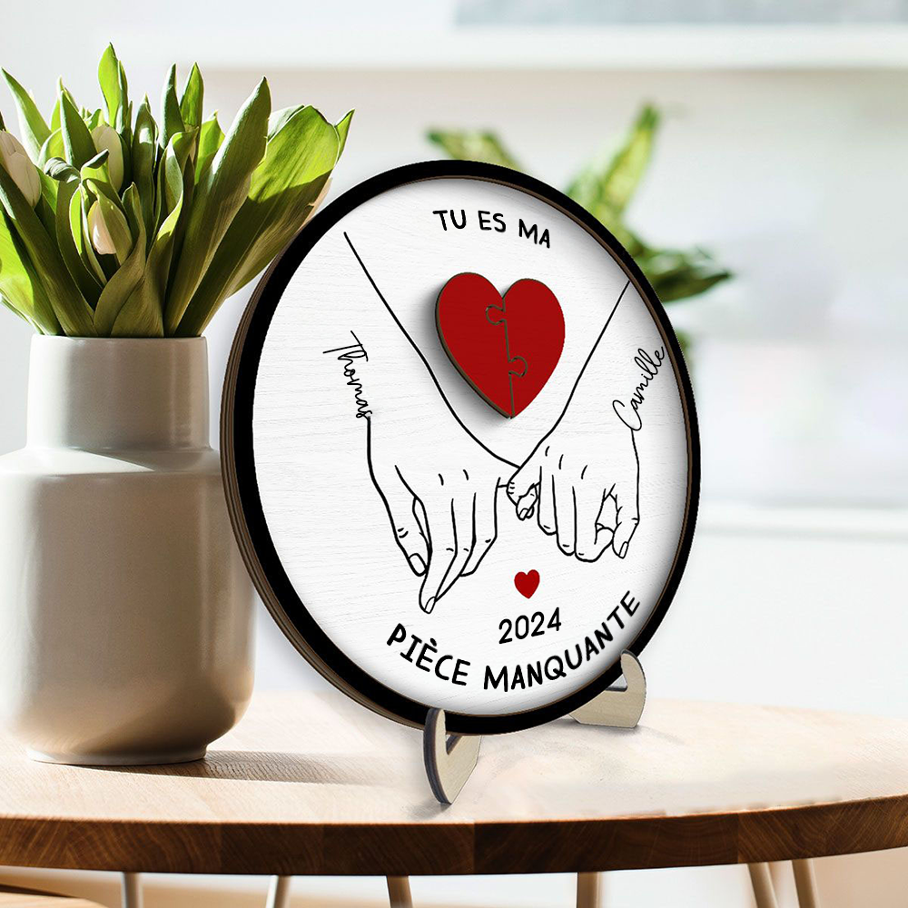 « Ma moitié manquante » – Plaque en bois personnalisée, cadeau pour couple