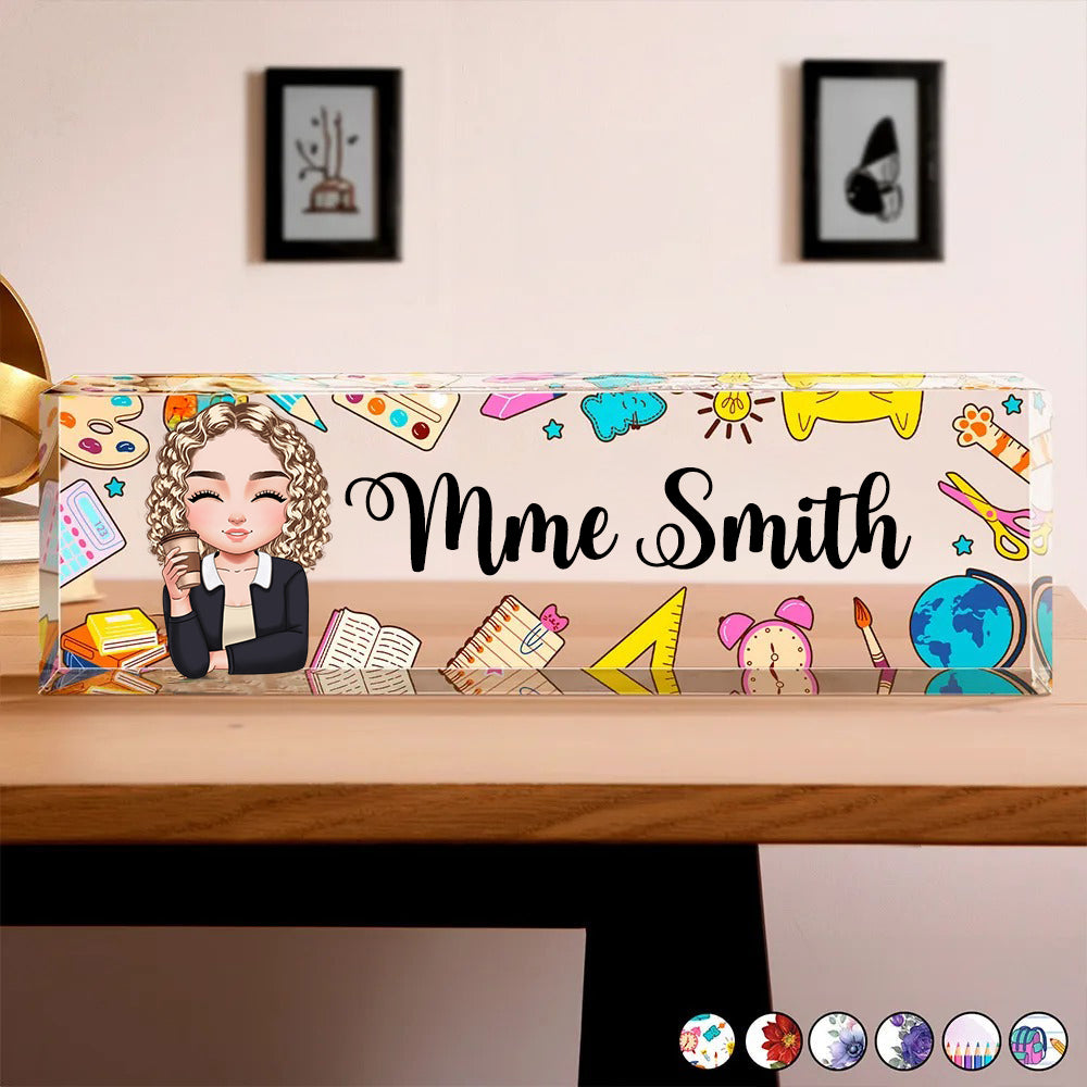 Plaque en acrylique personnalisée avec prénom – Cadeau pour enseignante et collègue