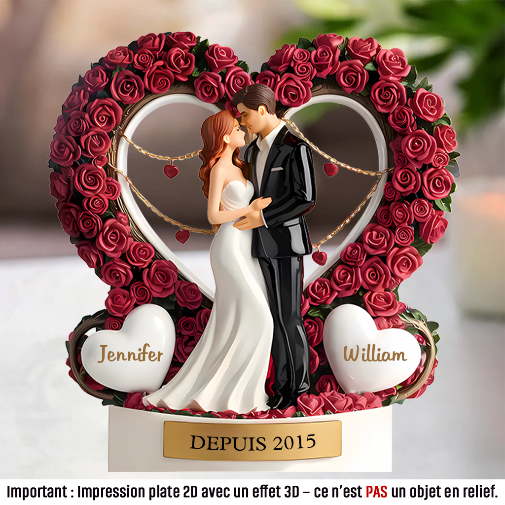 Mariage – Plaque en acrylique personnalisée avec prénoms, cadeau pour couple marié