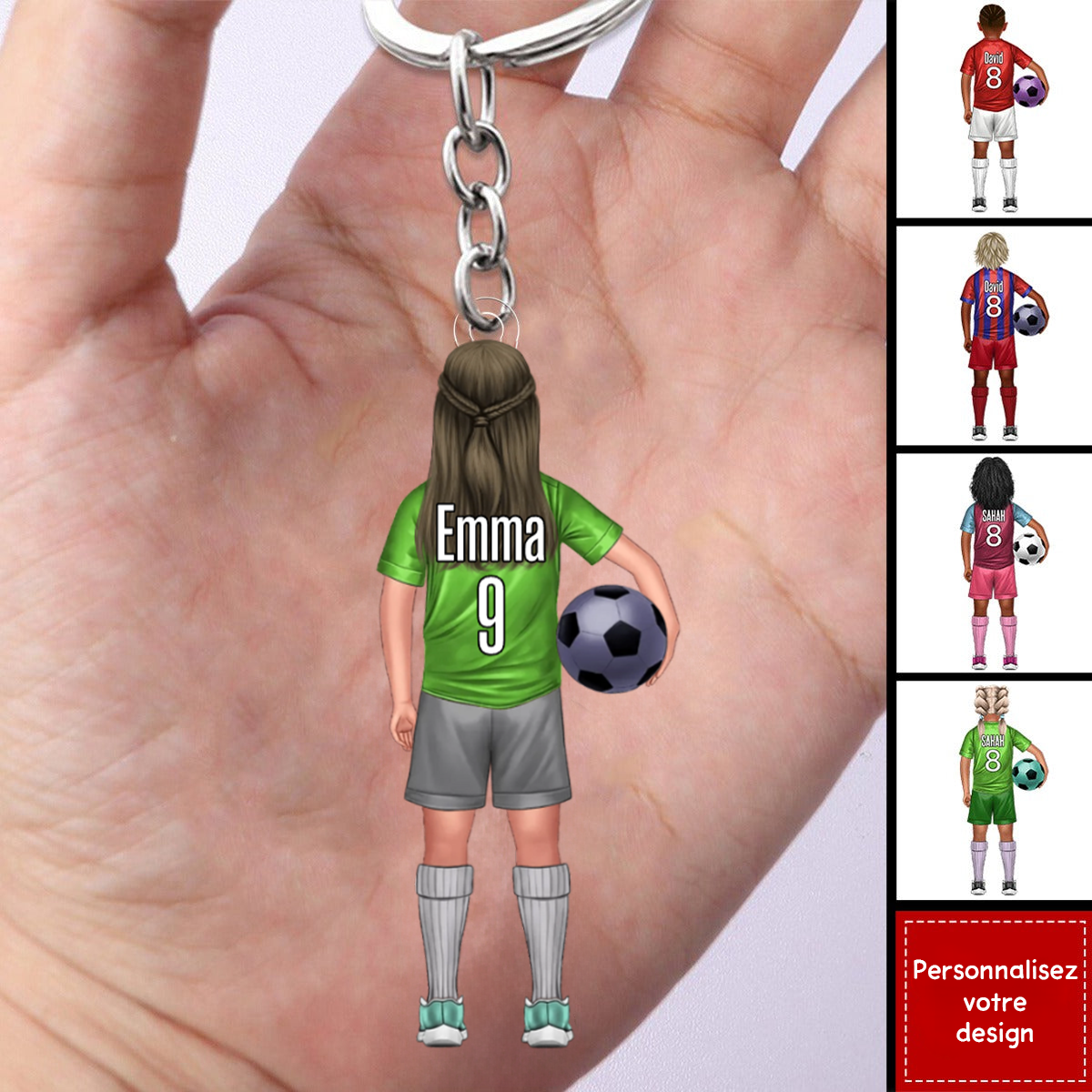 Enfant footballeur – Porte-clés personnalisé pour fils et fille