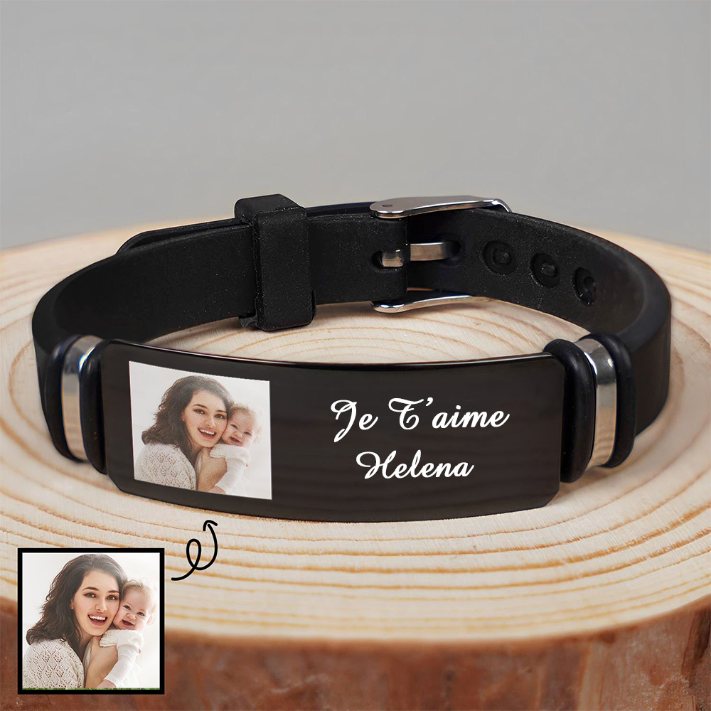 Bracelet en silicone avec photo et texte – Nous t'aimons