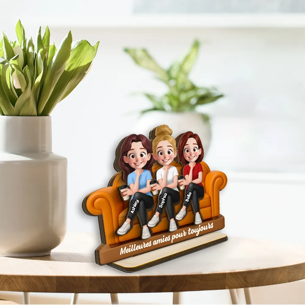 Plaque en bois personnalisée avec 2 à 5 femmes – Cadeau pour sœurs et meilleures amies