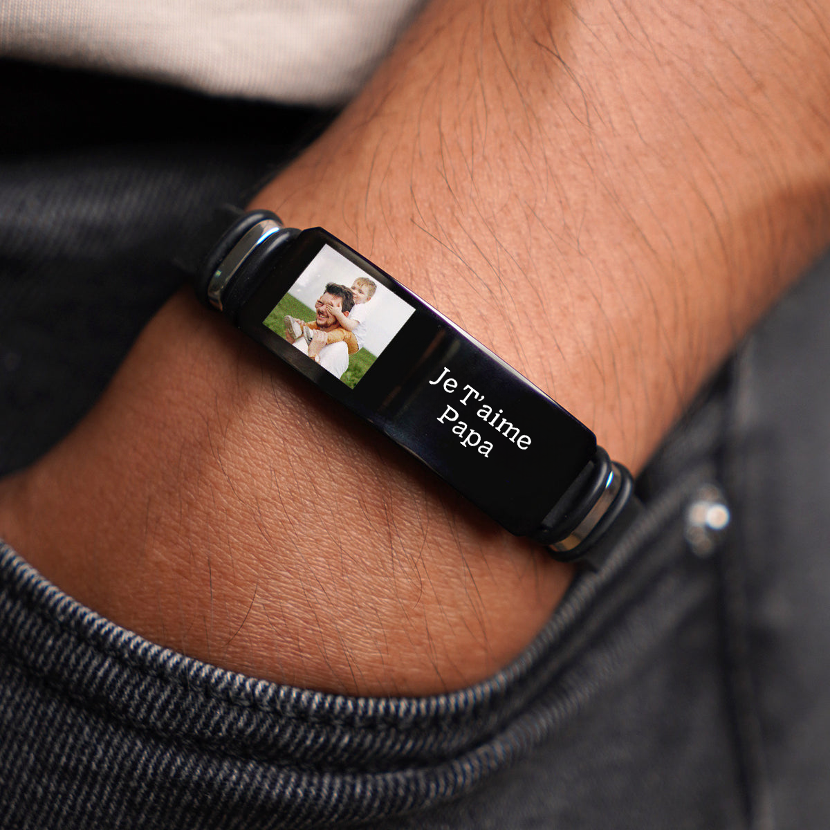 Bracelet en silicone avec photo – Cadeau personnalisé pour Papa