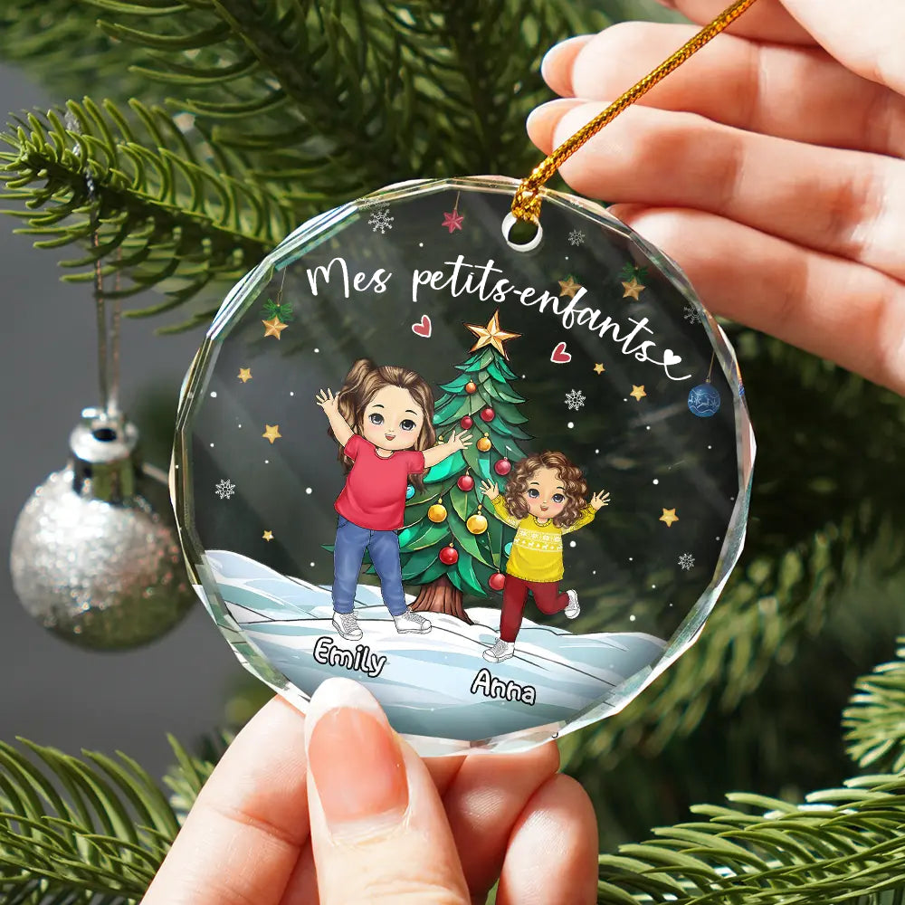 Ornement rond en verre personnalisé Décorations de Noël pour mamie et papi