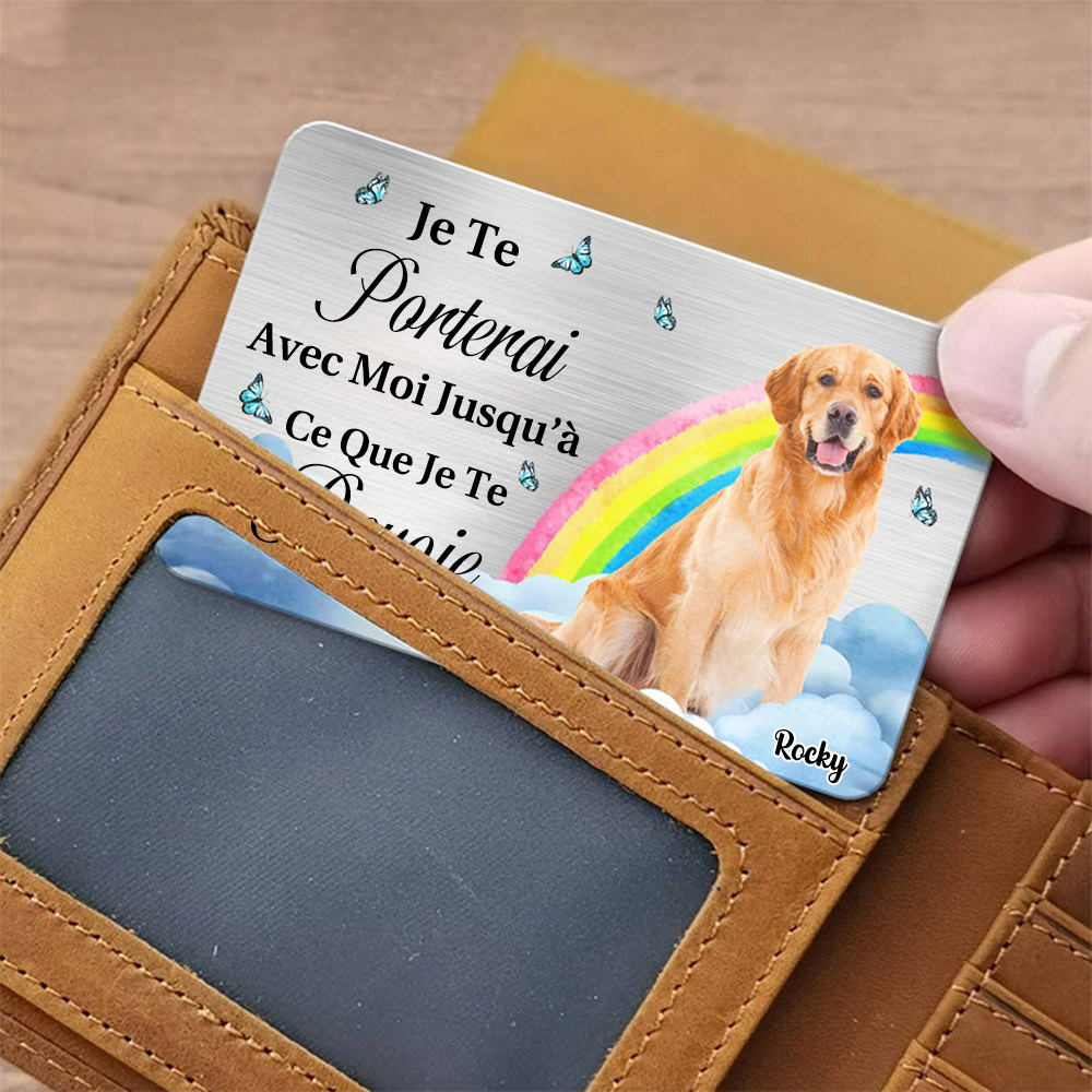 Carte portefeuille photo avec arc-en-ciel Cadeau de condoléances pour animal de compagnie