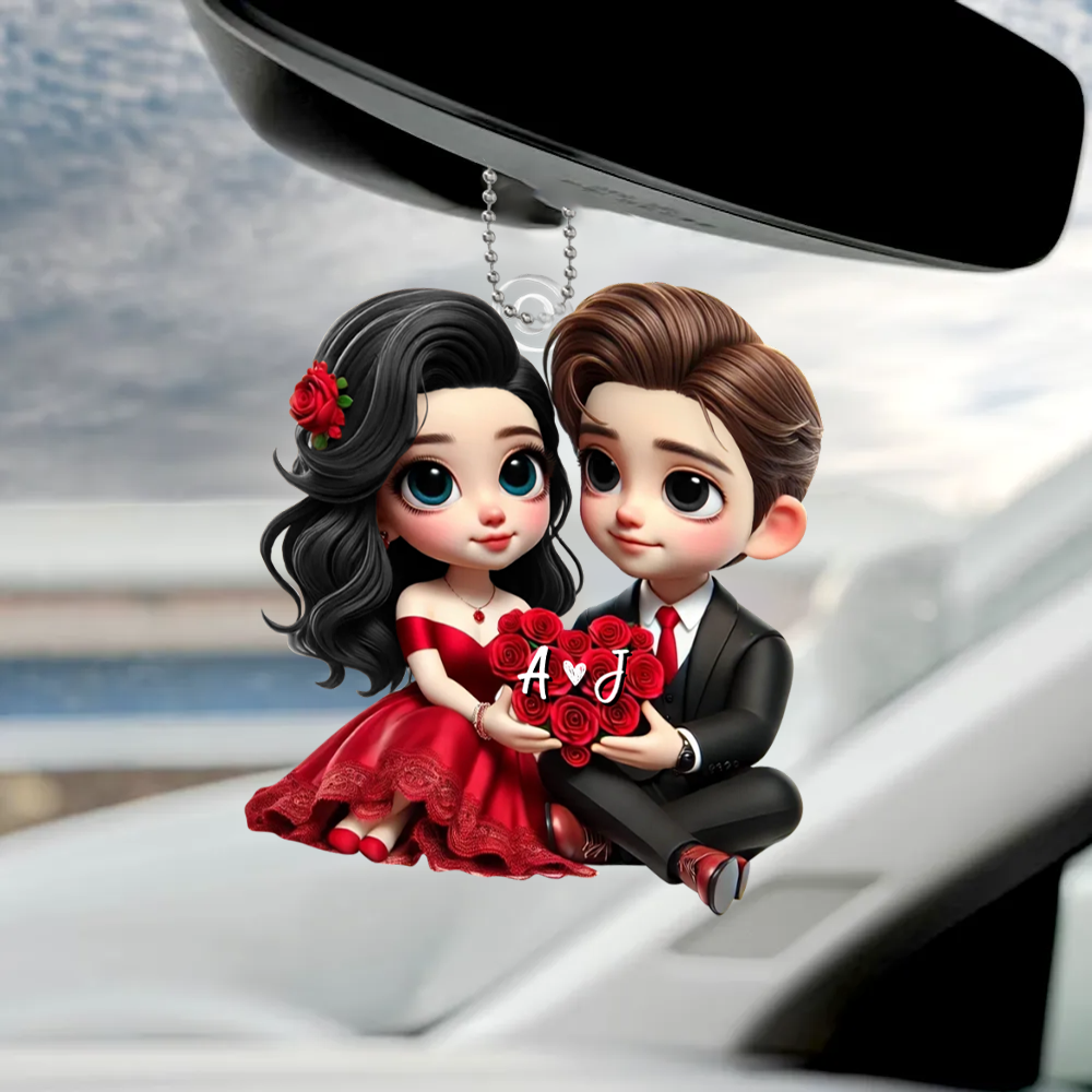 Couple avec roses – Pendentif en acrylique, cadeau pour couple