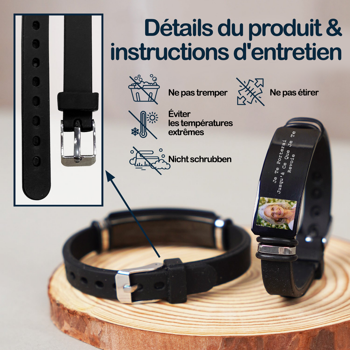 Bracelet avec photo – Cadeau de deuil personnalisé