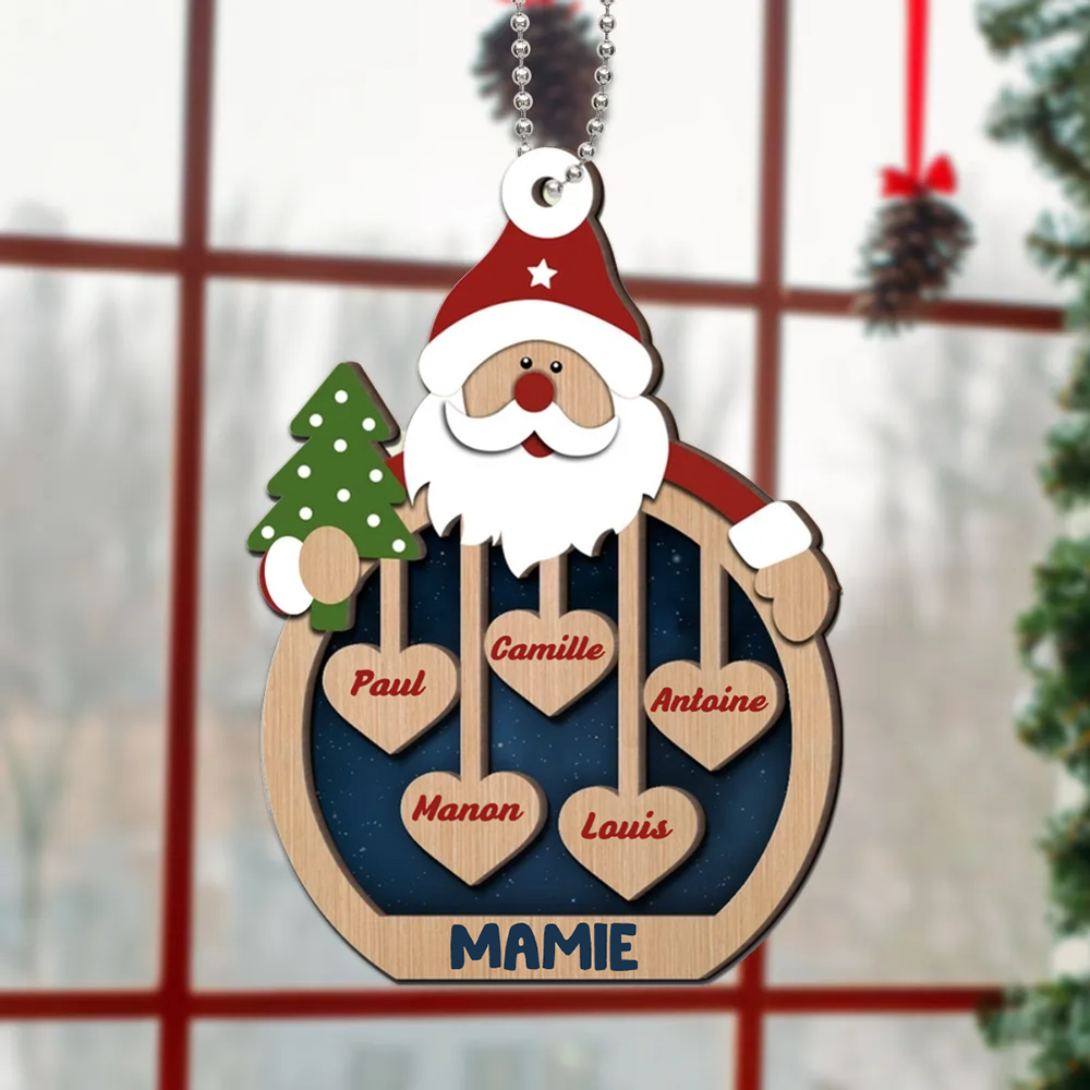 Les chéris du Père Noël - Ornement en bois personnalisé à 2 couches