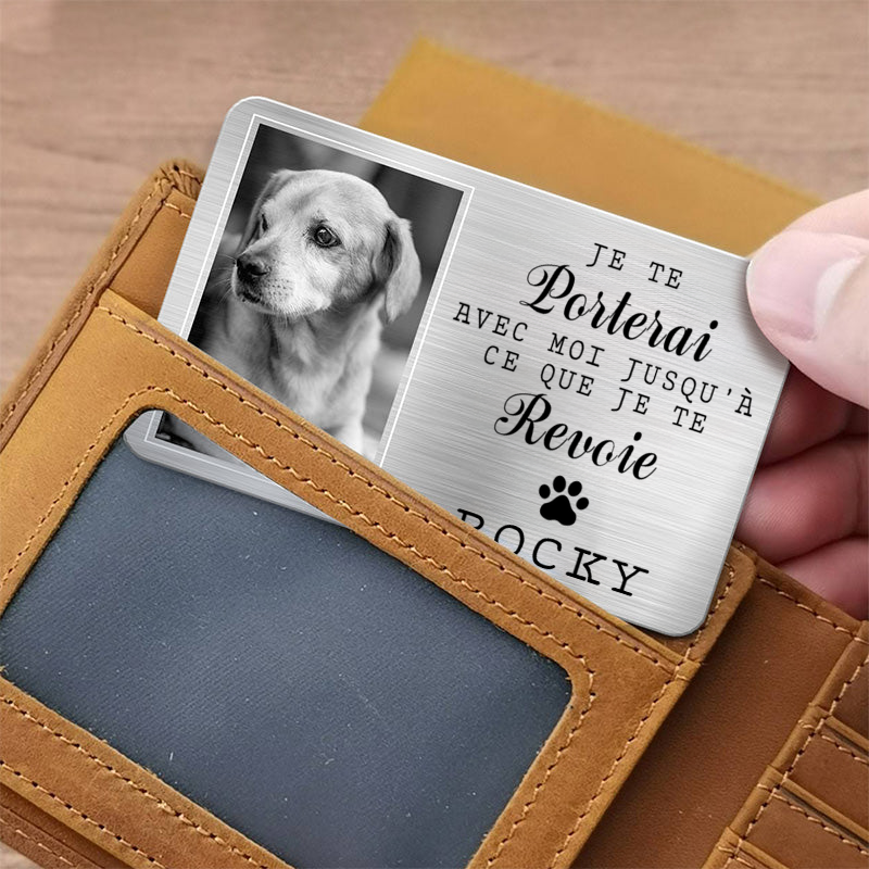 Carte portefeuille personnalisée avec photo Cadeau de condoléances pour animal de compagnie