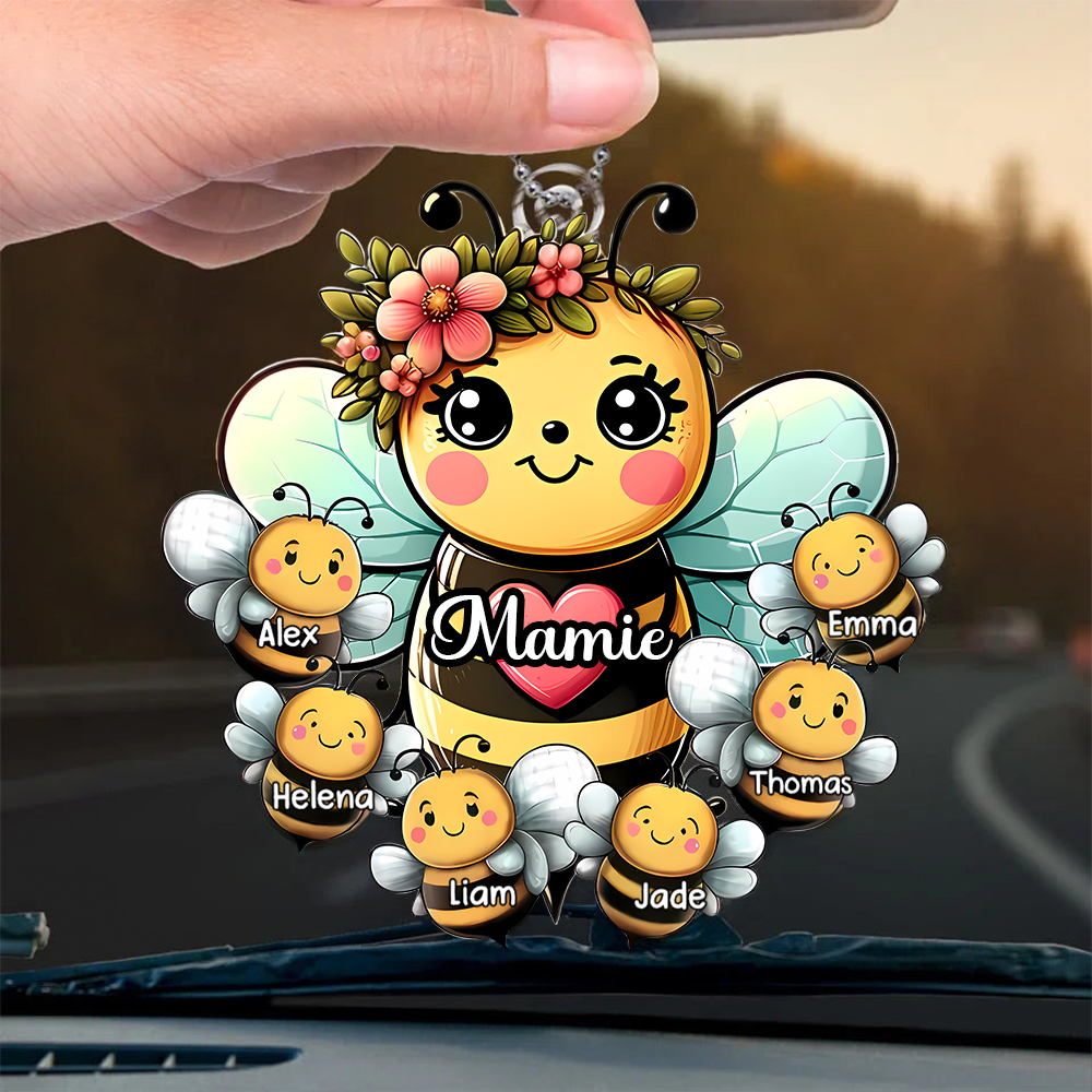 Pendentif personnalisé avec abeilles et prénom