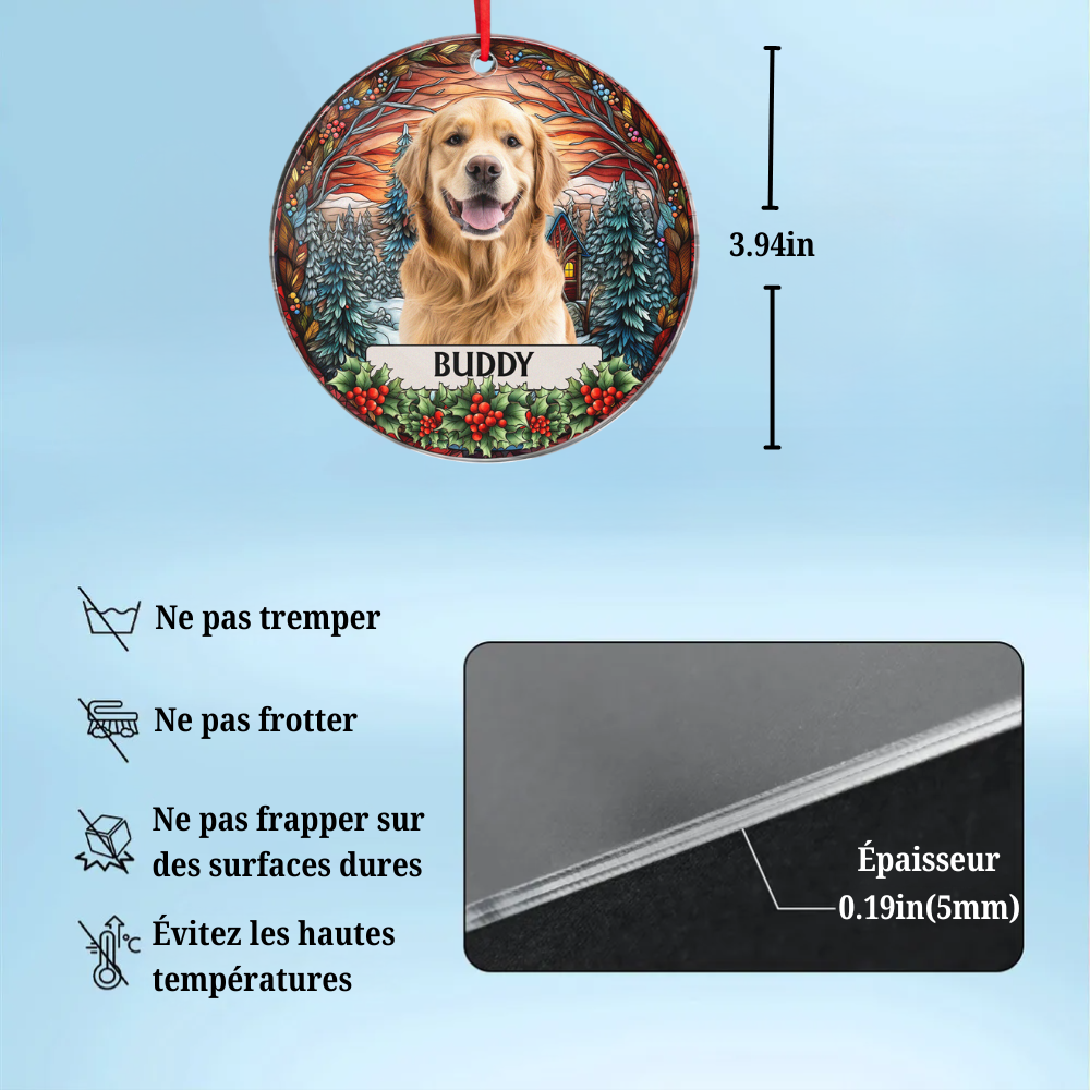 Pendentif de Noël en acrylique personnalisé avec photo et prénom