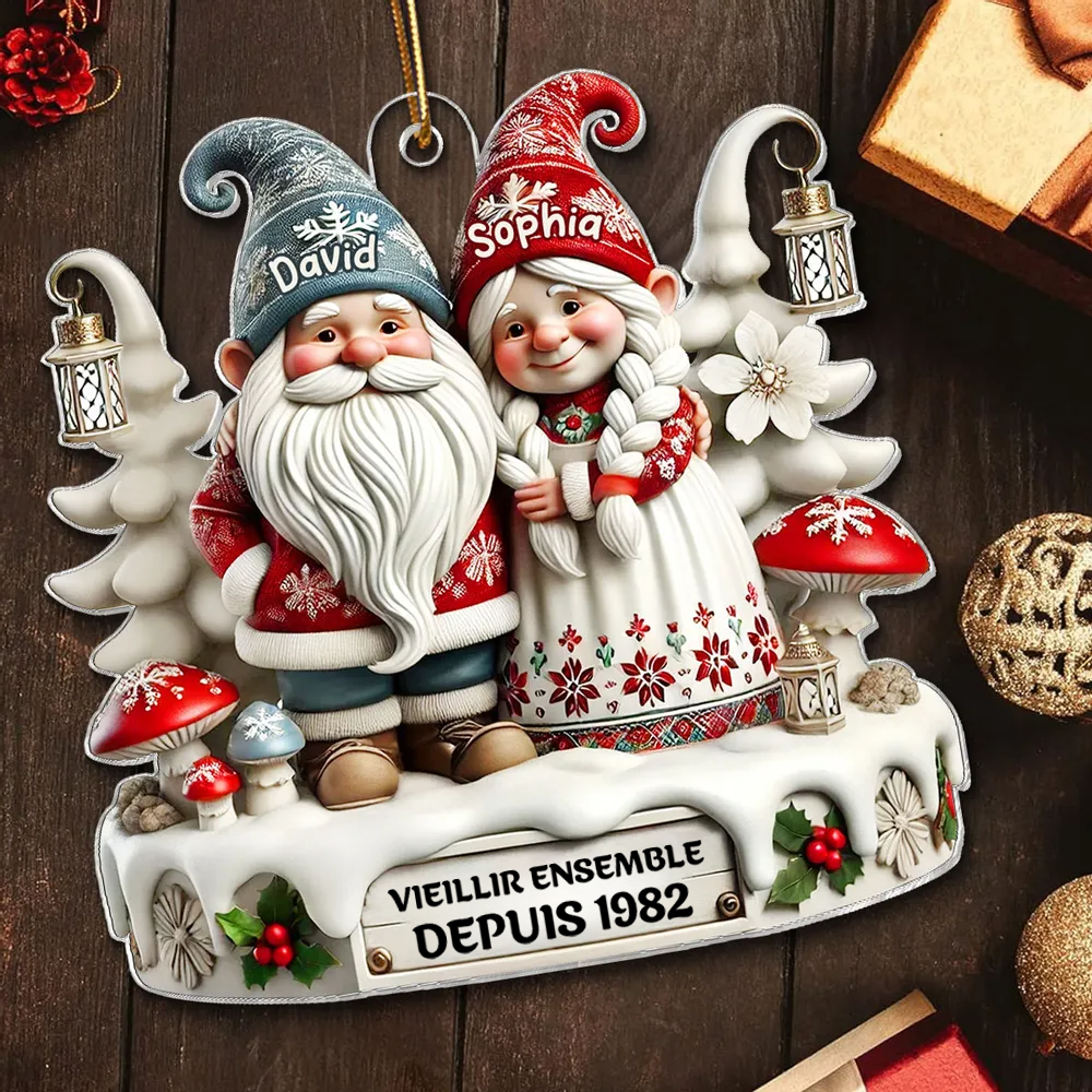 vieillir ensemble depuis-– Couple de lutins Pendentif de Noël