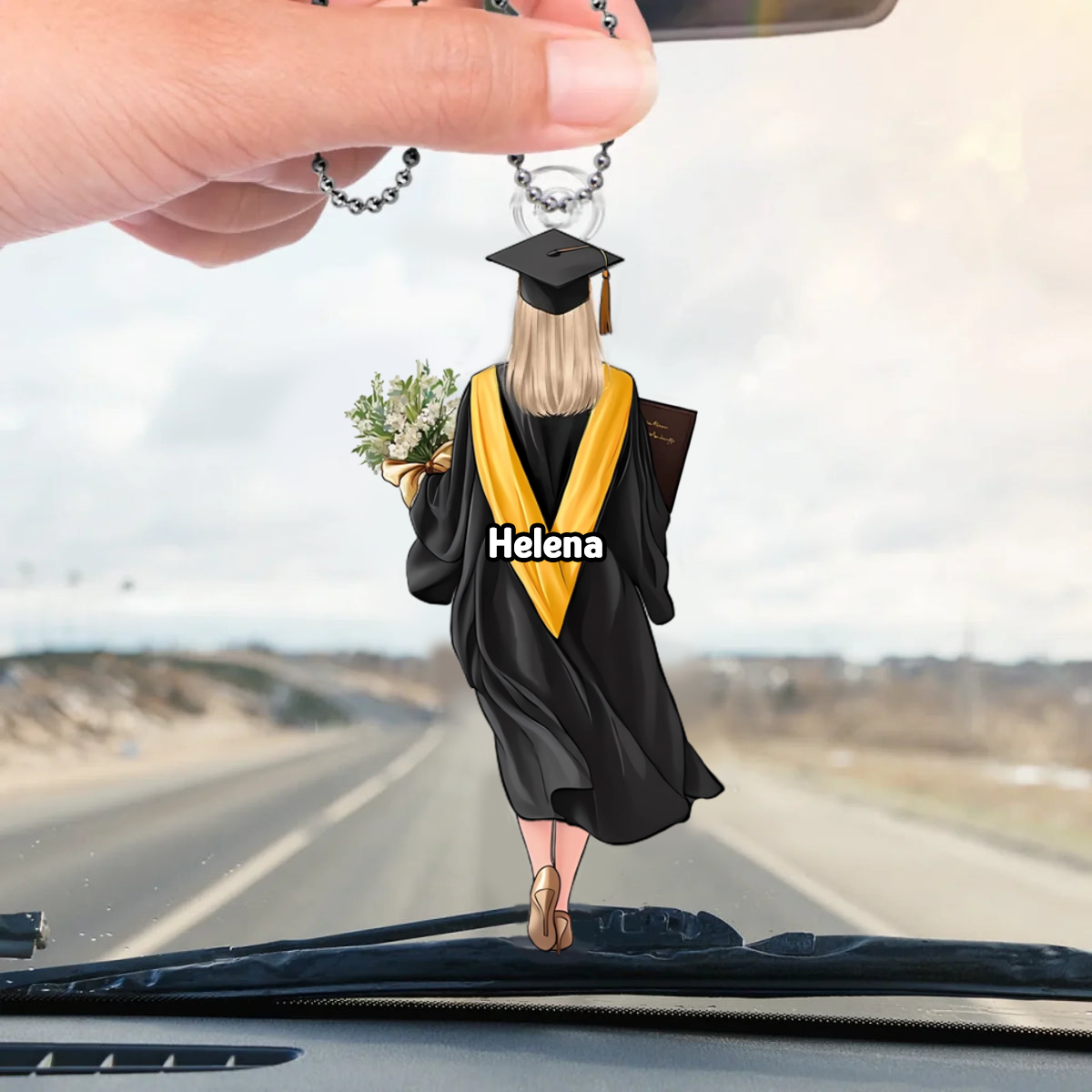 Pendentif de rétroviseur personnalisé pour femme – Cadeau de remise de diplôme pour fille