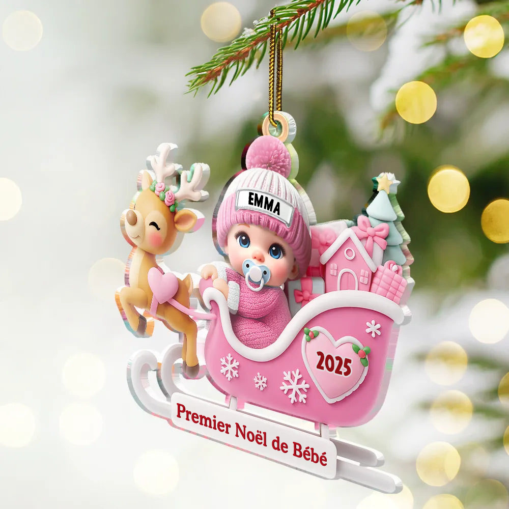 Premier Noël de bébé - Orement de Noël personnalisée avec nom et année